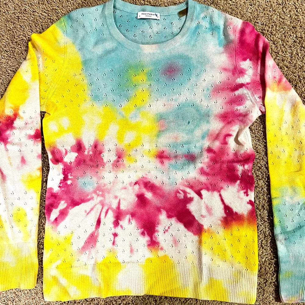 Equipment Tie Dye Cashmere Sweater Pink / Yellow / Blue